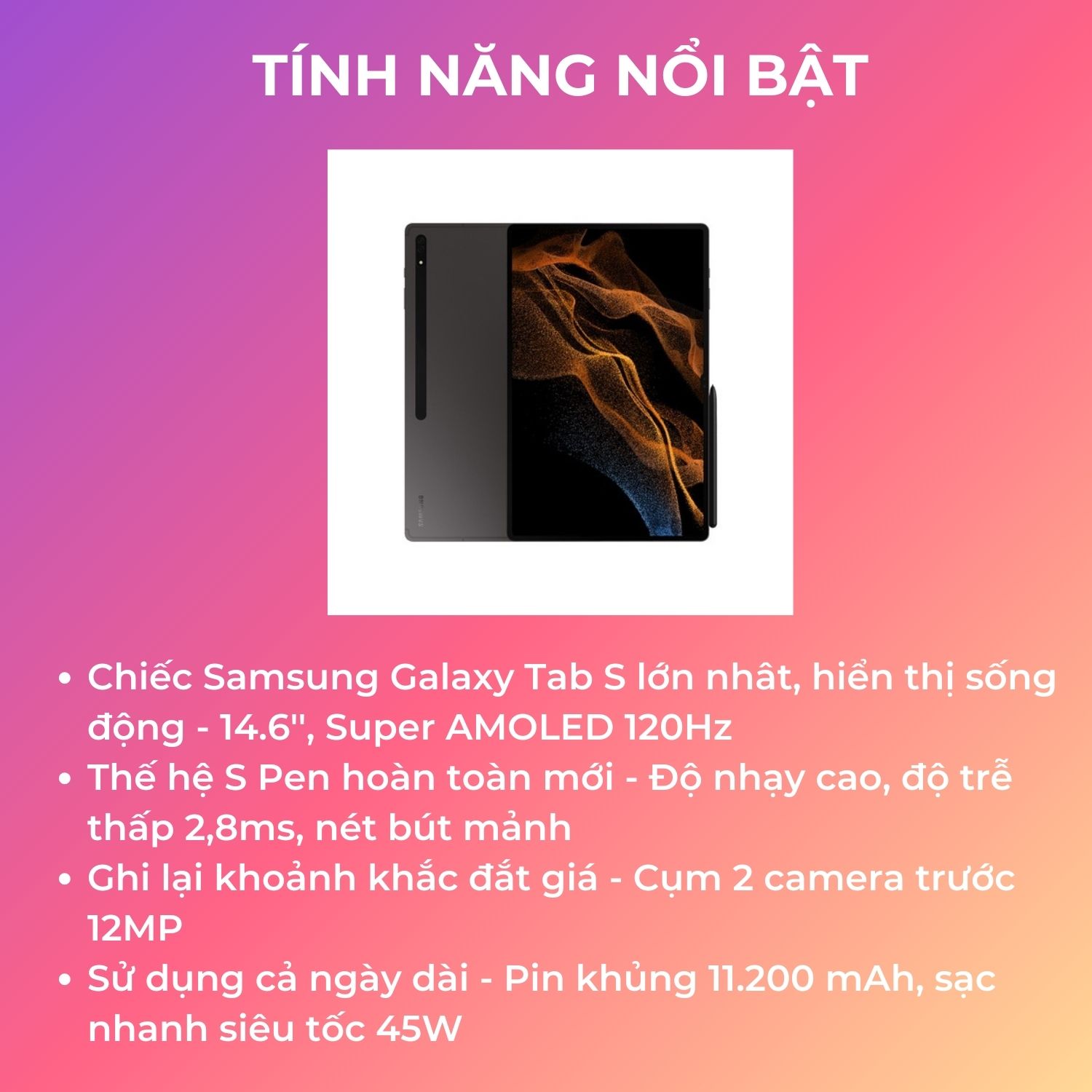 Tính năng Samsung galaxy Tab S8 ultra