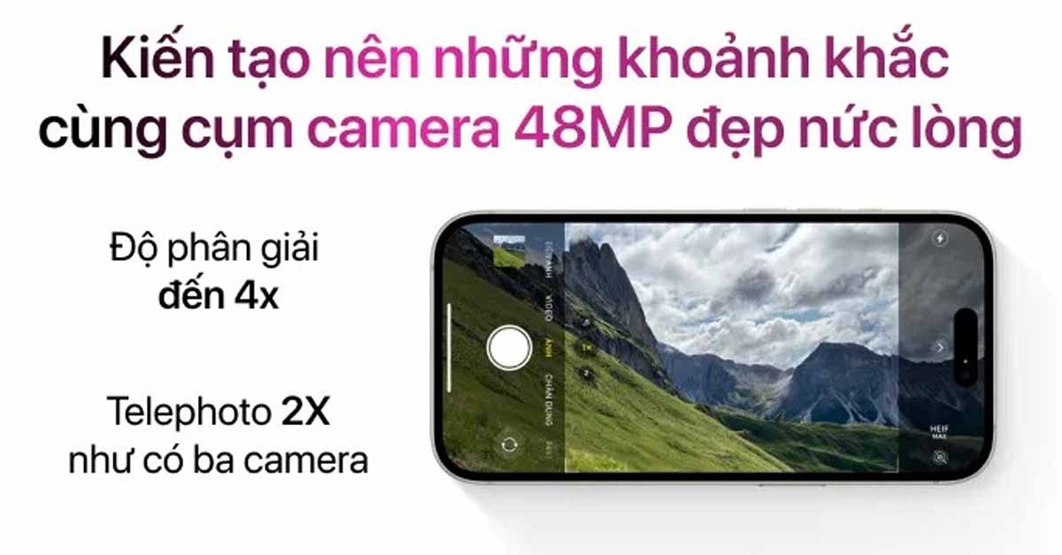 Camera chính 48MP - Iphone 15 128GB